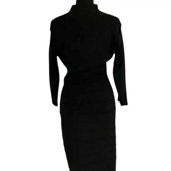 Frank Lyman Design Holiday Black Sweater Dress w/ Silver Sparkles, size Medium - Picture 4 of 6